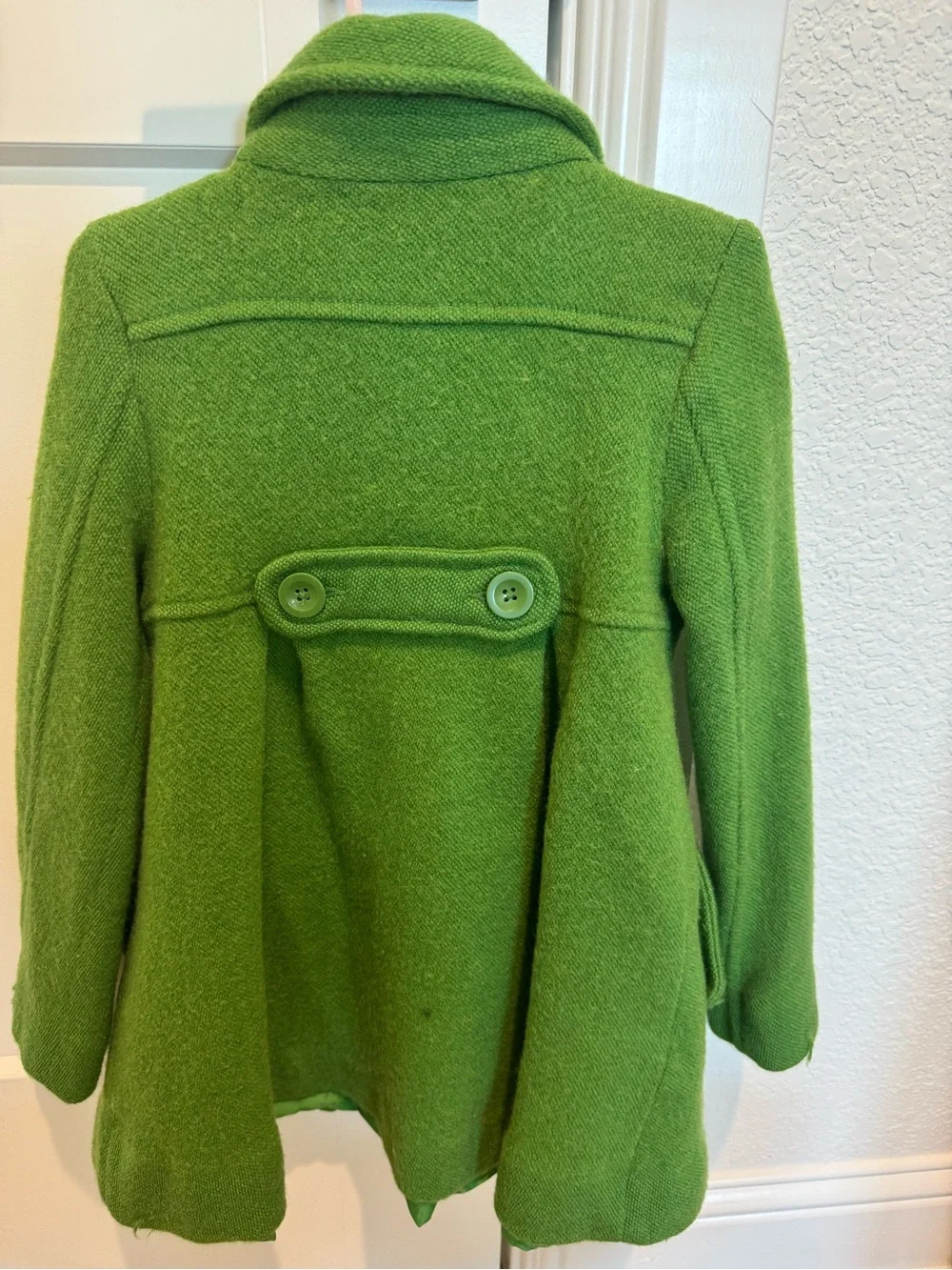 Gap Kids Bright Green Pea Coat | Size Small | Double Breasted Wool-Style Jacket